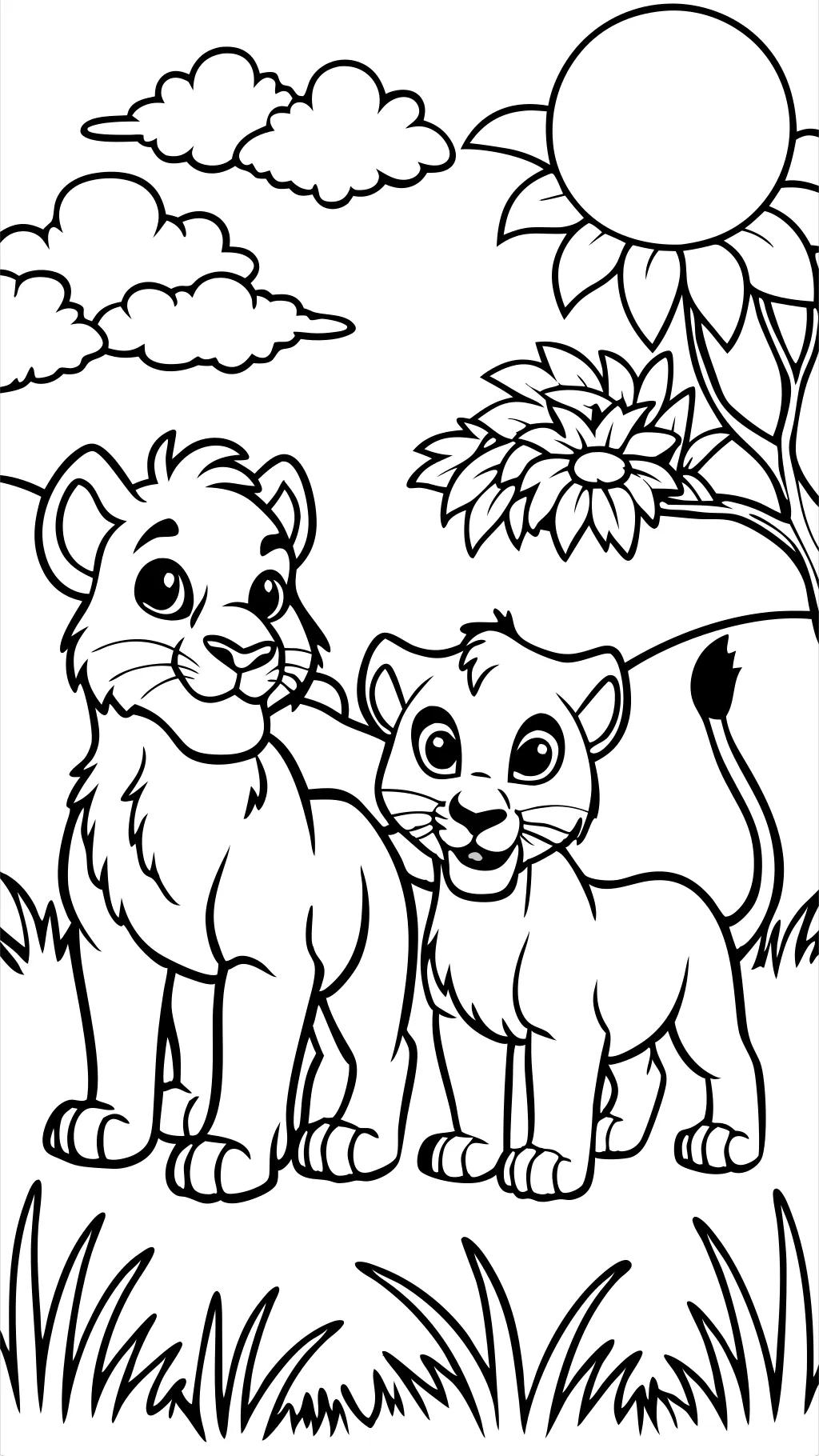 Páginas para colorear de Nala y Simba